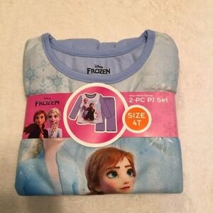 Disney‎ Frozen Pajama Set Girls Size 5T Blue New Flannel 2-Piece Anna Elsa Olaf